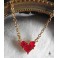 18K Gold Red Heart Necklace, Gothic, Valentine's Day, Wife Gift, Mother Gift, Dark Academia, Romantic