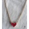 18K Gold Red Heart Necklace, Gothic, Valentine's Day, Wife Gift, Mother Gift, Dark Academia, Romantic