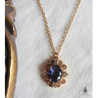 Queen Margot Oval Purple Pendant Gold Necklace, Tudor, Royal, Renaissance, Medieval, Cottagecore, Gothic, Victorian