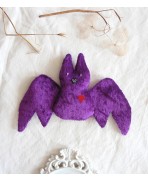 Adopt a Bat Purple Ornament Plush Gothic Doll, Art Doll, Creature, Halloween, Gothic Gift
