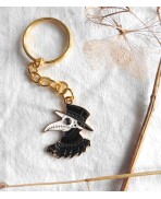 Occult Doctor Plague Golden Enamel Keychain, Raven, Gothic, Crow, Skull, Edgar Poe