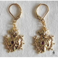 Mater Dolorosa Ex-voto Heart and Swords 18K Gold Earrings, Sacred Heart, Dagger, Medieval, Gothic