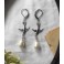 Holy Spirit Soaring Bird Pearl-drop Earrings Silver, Dark Academia, vintage wedding, Bird hoops, Mother-of-pearl, Coquette