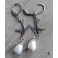 Holy Spirit Soaring Bird Pearl-drop Earrings Silver, Dark Academia, vintage wedding, Bird hoops, Mother-of-pearl, Coquette