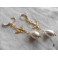 Holy Spirit Soaring Bird Pearl-drop Earrings gold, Dark Academia, vintage wedding, Bird hoops, Mother-of-pearl, Coquette