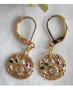 Méduse Boucles d'oreilles Oeil Grec Mati or 18K, ophtalmologiste, Bohème, Talisman, Mauvais oeil