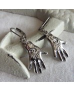 Boucles d'oreilles Main Oeil Oracle de tarot argent, Ex-voto, Hamsa, bohème, Gipsy, Fatma