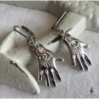 Tarot Oracle Hand Eye Talisman Earrings, Ex-voto, Hamsa, Boho, Gipsy, Hands earrings, Fatma