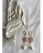 Nautile Boucles d'oreilles Coquillage Perle goutte or, Mer, Plage, Sirène, Dark Academia, Coquille, Déesse