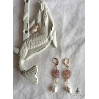 Nautile Boucles d'oreilles Coquillage Perle goutte or, Mer, Plage, Sirène, Dark Academia, Coquille, Déesse