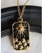 Helios & Clytie Sun and Sunflower Necklace, Card Necklace, Tarot Necklace, Flower Necklace, Boho, Cottagecore, Dark Academia