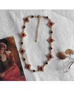 Medicis Red and Black Medieval Statement Necklace, Victorian, Dark Academia, Tudor, Diamond, Renaissance, Gothic, vampire