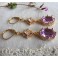 Boucles d'oreilles Sainte Olga mauve or, Tudor, Renaissance, victorien, médiéval, Gothique, Renfaire