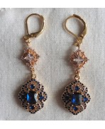 Pompadour, Boucles d'oreilles Baroques Bleu, Reine, Royal