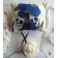 Coussin Porte Alliances Crânes & Roses Bleu Mariage Gothique, Rockabilly, Tattoo, Muertos, Tête de mort