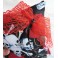 Coussin Porte Alliances Crânes & Roses rouge, noir et blanc, Mariage Gothique, Tête de mort