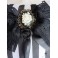 Coussin victorien Porte Alliances Gothique Rose noir et blanc, Rayures, Mariage Noir