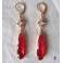 Boucles d'oreilles pendantes Art Déco Losanges Larmes rouge or, Gouttes, Reine, Renaissance, Cottagecore, Victorien