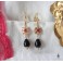 Richelieu Boucles d'oreilles Tudor Rouge et noir et Perle goutte noire or, Renaissance, médiéval, Dark Academia, Gothique
