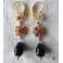 Richelieu Boucles d'oreilles Tudor Rouge et noir et Perle goutte noire or, Renaissance, médiéval, Dark Academia, Gothique