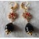 Richelieu Boucles d'oreilles Tudor Rouge et noir et Perle goutte noire or, Renaissance, médiéval, Dark Academia, Gothique