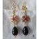 Richelieu Boucles d'oreilles Tudor Rouge et noir et Perle goutte noire or, Renaissance, médiéval, Dark Academia, Gothique