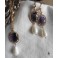 Elizabeth Bennet Parure Boucles d'oreilles Collier Cabochons ovales Violet et perles or, Régence, Bridgerton, victorien