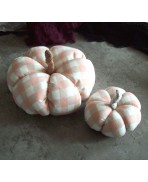 2 gingham Pink Pumpkins set, Fall Decor, Winter Decoration, Cucurbit, Halloween, Cinderella